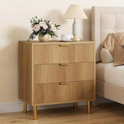 Ladekast – Ladenkast – Commode – Opbergkast – Dressoir – Natuurlijk Eikenhout – 3 Lades – Ruime Opbergruimte – Stevige Europese Stijl – Vrijstaand – 76,2 cm Breed – 68,6 cm Hoog