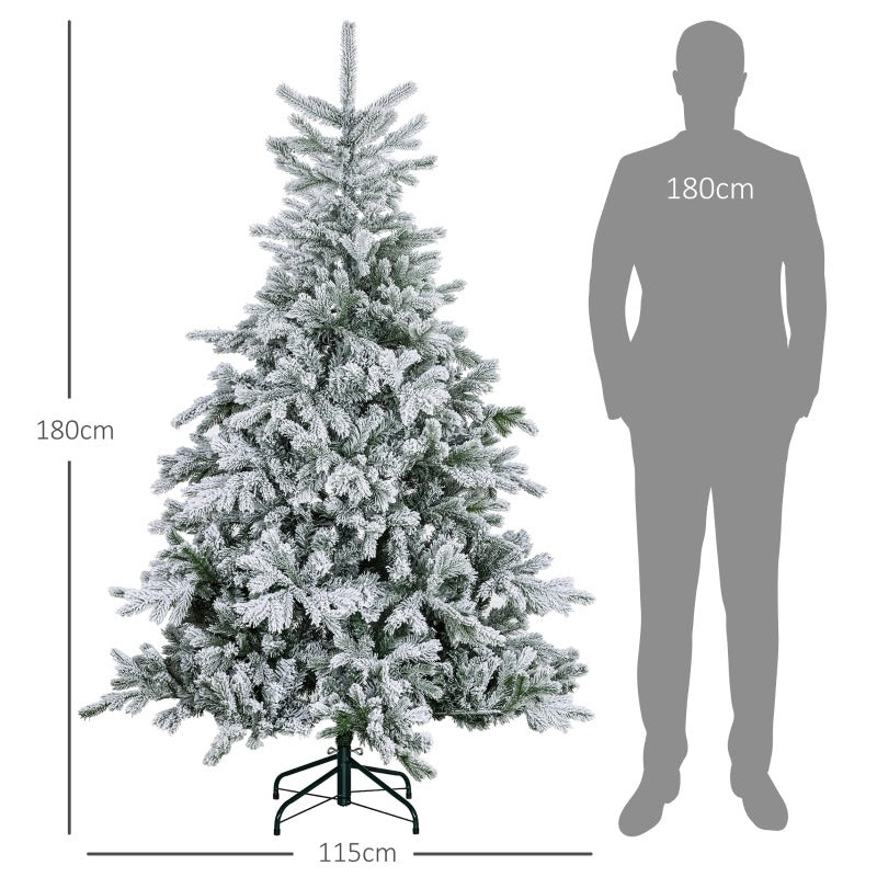 Kunstkerstboom – Nephierboom – Kerstboom Decoratie – Winterboom – Sfeervolle Boom – 180 cm Hoog – Vol Met Sneeuwvlokken – Makkelijk Montage & Vlamvertragend