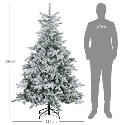Kunstkerstboom – Nephierboom – Kerstboom Decoratie – Winterboom – Sfeervolle Boom – 180 cm Hoog – Vol Met Sneeuwvlokken – Makkelijk Montage & Vlamvertragend