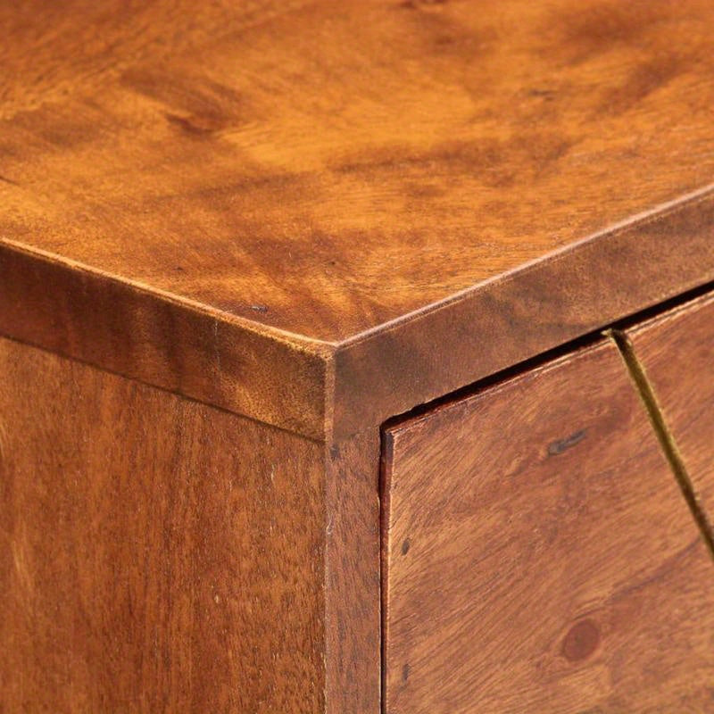 Elegant Solid Acacia Wood Wall Table with Geometric Brass Handles - 3-Drawer Design, 90x35x76cm, Ideal for Bedroom, Living Room, Office - Natural Floor Standing Storage Unit, Cute Room Decor, Standing Shelf