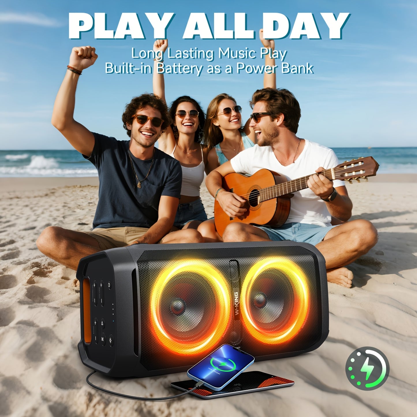 Bluetooth Speaker – Draadloze Speaker – Party Speaker – Boombox – Portable Speaker – 240W Max Vermogen – Waterbestendig IPX6 Met RGB Verlichting