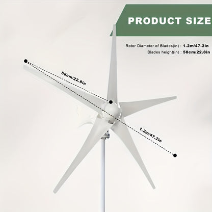Windturbine Huishouden – Windgenerator – Windmolen – Windenergie Generator – Horizontale As Turbine – 24V 5-Blads – Laag Geluid – Laag Windstartvermogen