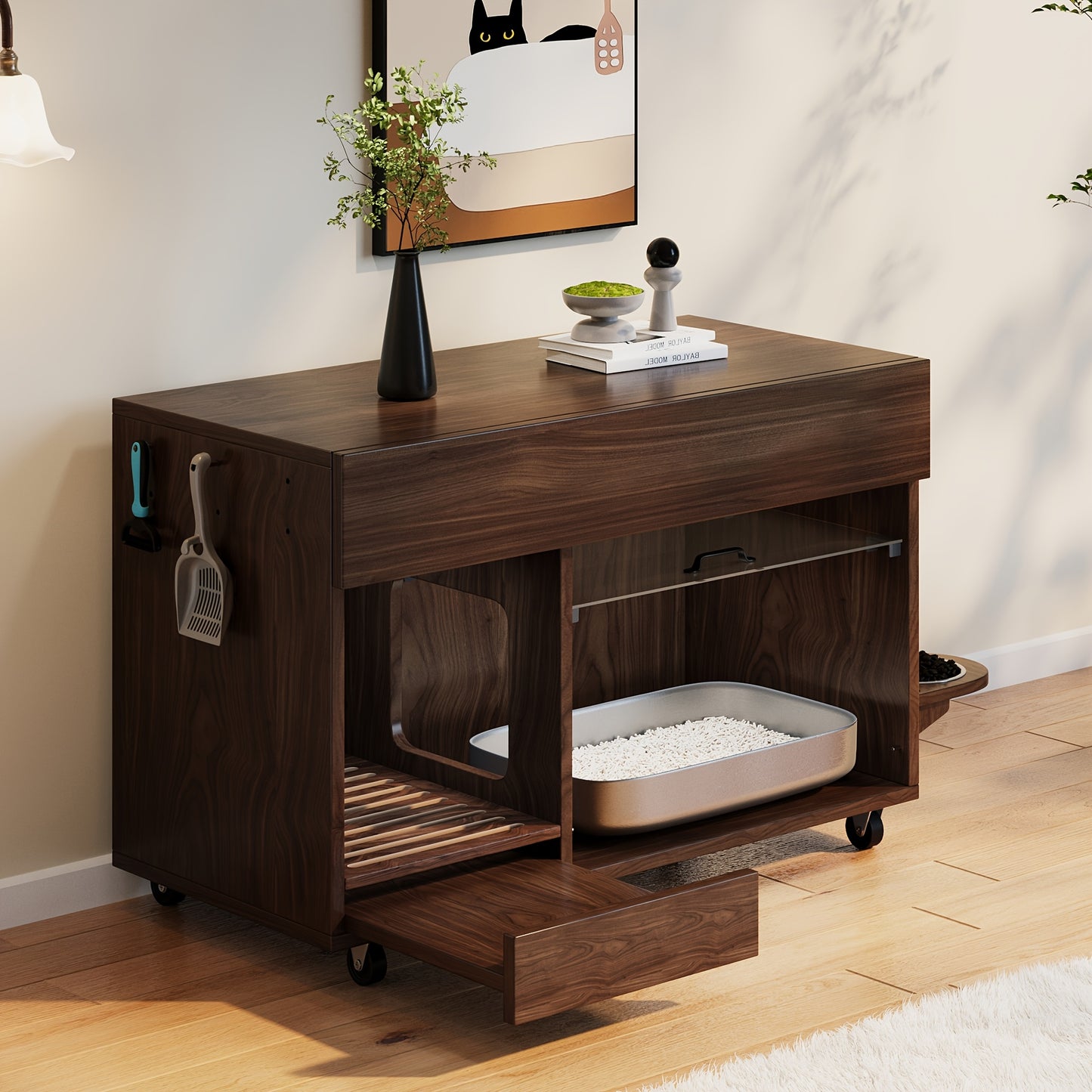 TV-Stand – Tv-Meubel – Media Meubel – Kast Voor TV – Tv-Commode – Modern Design – Marmeren Bovenblad – Push-to-Open Deuren – 160 cm Breed – Geschikt Voor 70 Inch – Grijs