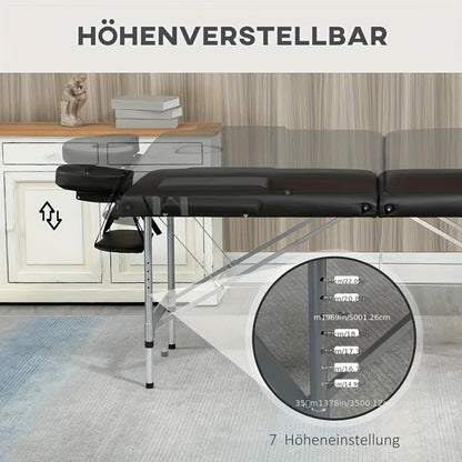 Foldable Professional Massage Bed with Headrest, Side Bolsters And Storage Shelf, Supporting Up to 130kg. Portable Spa Salon Bed Featuring Facial Support And Breathable Design. Portable Heavy-duty Massage Bed, Beauty Bed, Lig