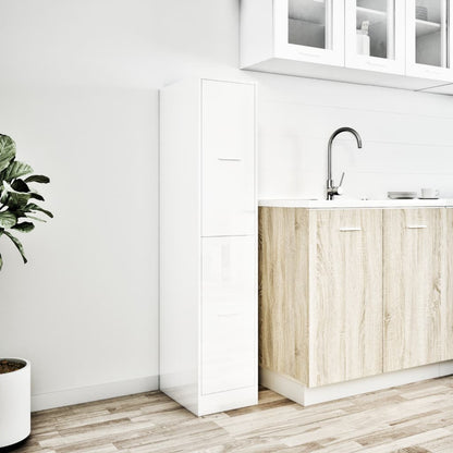 Apothecary Cabinet High Gloss White 30x41x144.5 cm Engineered Wood Side Cabinet Organizer Storage Cabinet Storage Box for Bedroom, Living Room, Bathroom, Home Furniture