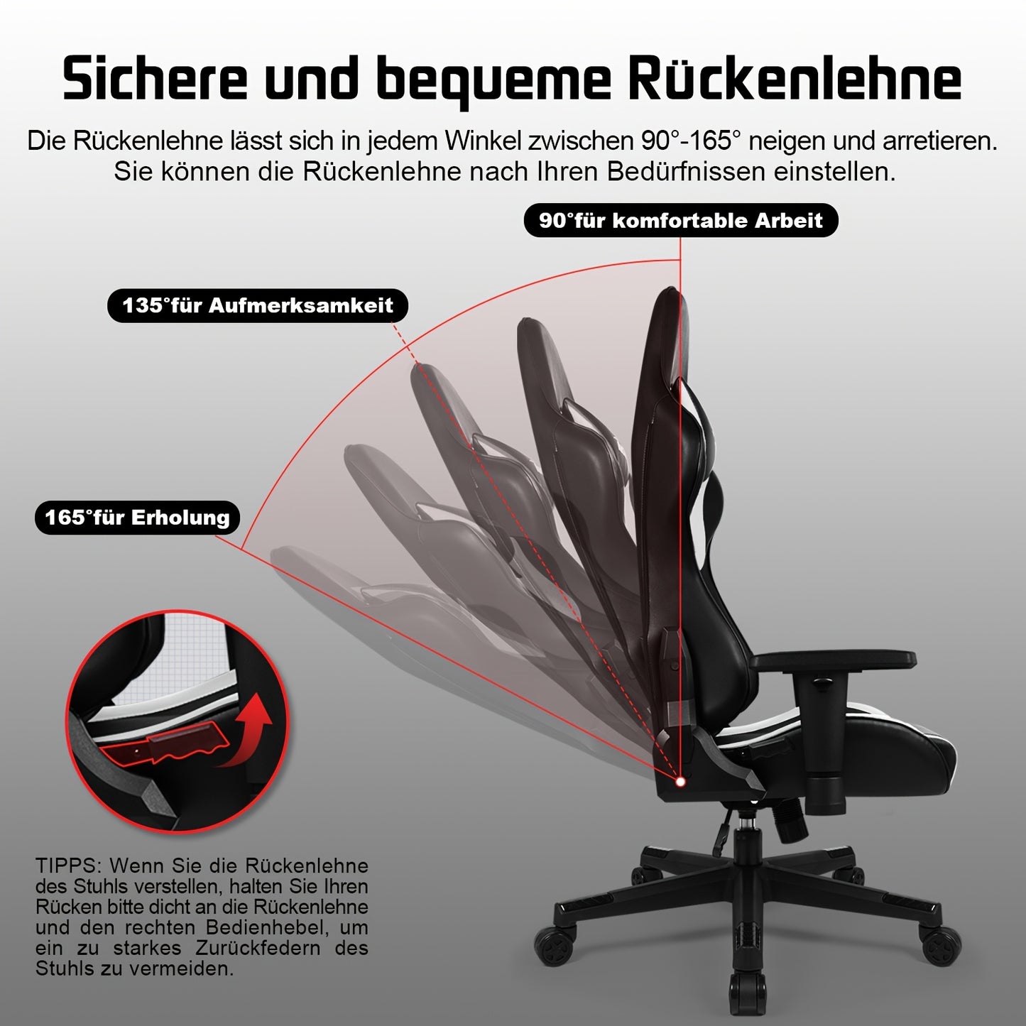 Ergonomic Gaming & Office Chair with Memory Foam, Lumbar Support & Headrest - Height-Adjustable Computer Desk Chair with 5-Wheel Base, Manual Recline, Heavy-Duty for Office/Gaming (Compatible with PC/Laptop) -