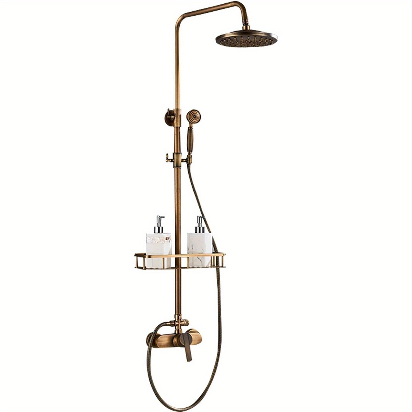 Vintage Douche Systeem – Douche Set – Regendouche – Handdouche – Douchearmatuur – Antiek Messing – 360° Draaibare Douchekop – Duurzaam En Waterbestendig