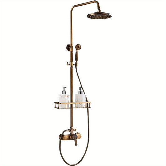 Vintage Douche Systeem – Douche Set – Regendouche – Handdouche – Douchearmatuur – Antiek Messing – 360° Draaibare Douchekop – Duurzaam En Waterbestendig