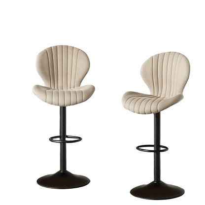 Barstoelen – Barkrukken – Barstoeltje – Keukenkruk – Bistrokruk – Set van 2 – Verstelbare Hoogte – 360° Draaibaar – Beige Kunstleer – Ergonomisch Met Rugleuning En Voetsteun
