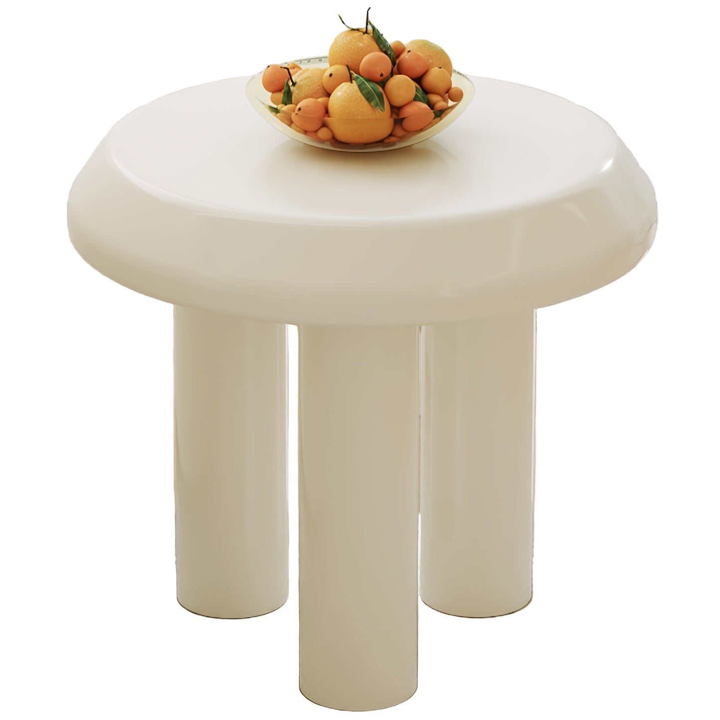 Bijzettafel – Sidetable – Salontafel – Nachtkastje – Banktafel – Ronde Kleine Tafel – Milky Wit – Compact & Eenvoudig Te Monteren