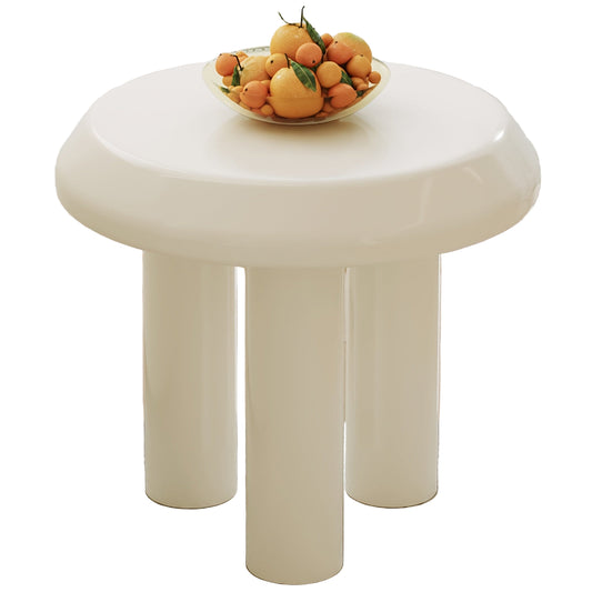 Bijzettafel – Sidetable – Salontafel – Nachtkastje – Banktafel – Ronde Kleine Tafel – Milky Wit – Compact & Eenvoudig Te Monteren