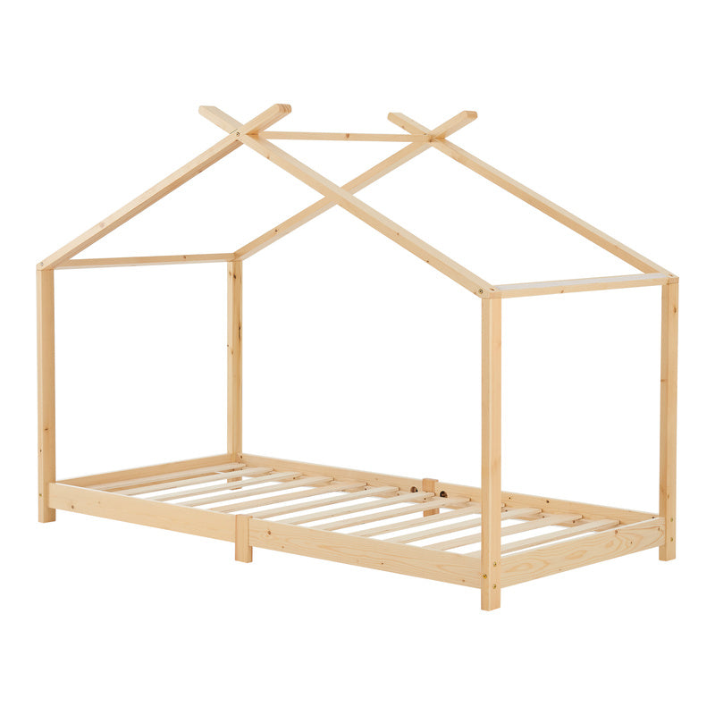 Kinderbed – Bed Huisbed – Kinderkamerbed – Eenpersoonsbed – Bedframe – 90 x 200 cm – Stevig Houten Materiaal – Veilig & Duurzaam Ontwerp