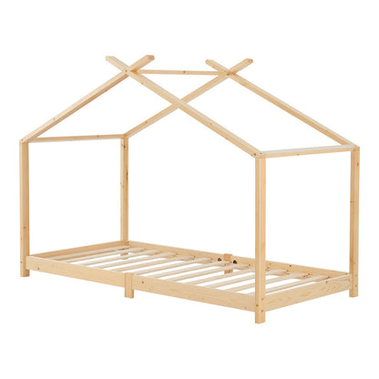 Kinderbed – Bed Huisbed – Kinderkamerbed – Eenpersoonsbed – Bedframe – 90 x 200 cm – Stevig Houten Materiaal – Veilig & Duurzaam Ontwerp