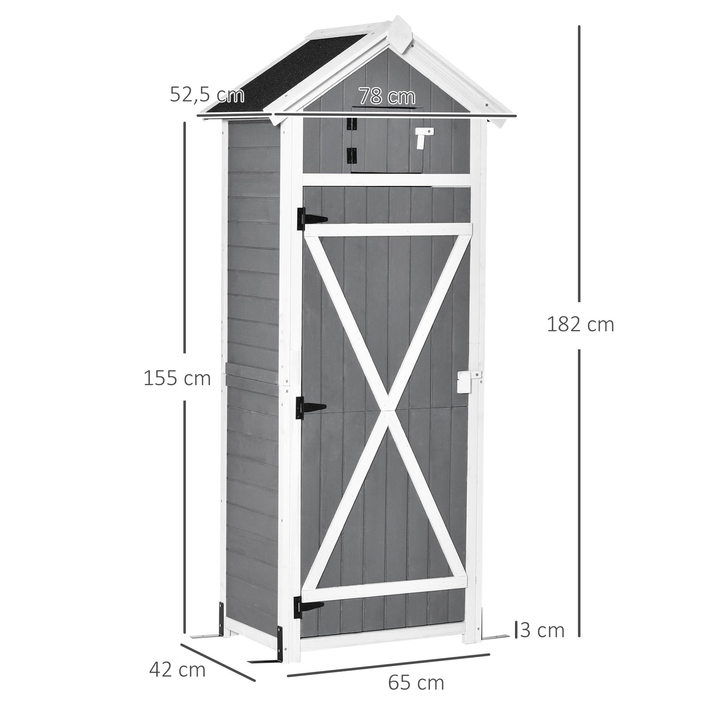 Tuinhuisje – Tuinkast – Tuinschuur – Gereedschapsschuur – Berging – Houten Bouw – Inklapbare Tafel – Waterafstotend Dak – Donkergrijs – 78x52,5x182 cm