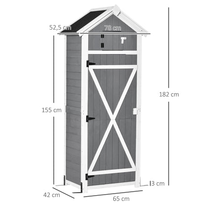 Tuinhuisje – Tuinkast – Tuinschuur – Gereedschapsschuur – Berging – Houten Bouw – Inklapbare Tafel – Waterafstotend Dak – Donkergrijs – 78x52,5x182 cm