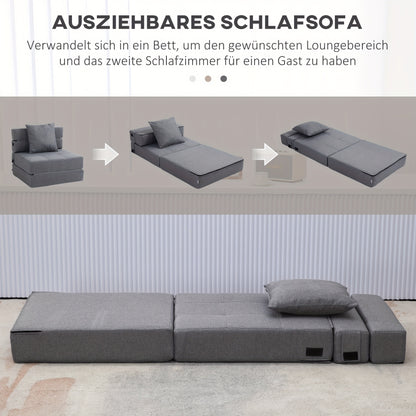 Slaapstoel – Slaapbank – Zetelbed – Logeerbed – Slaapfauteuil – Inklapbaar – Belastbaar Tot 100 kg – Donkergrijs