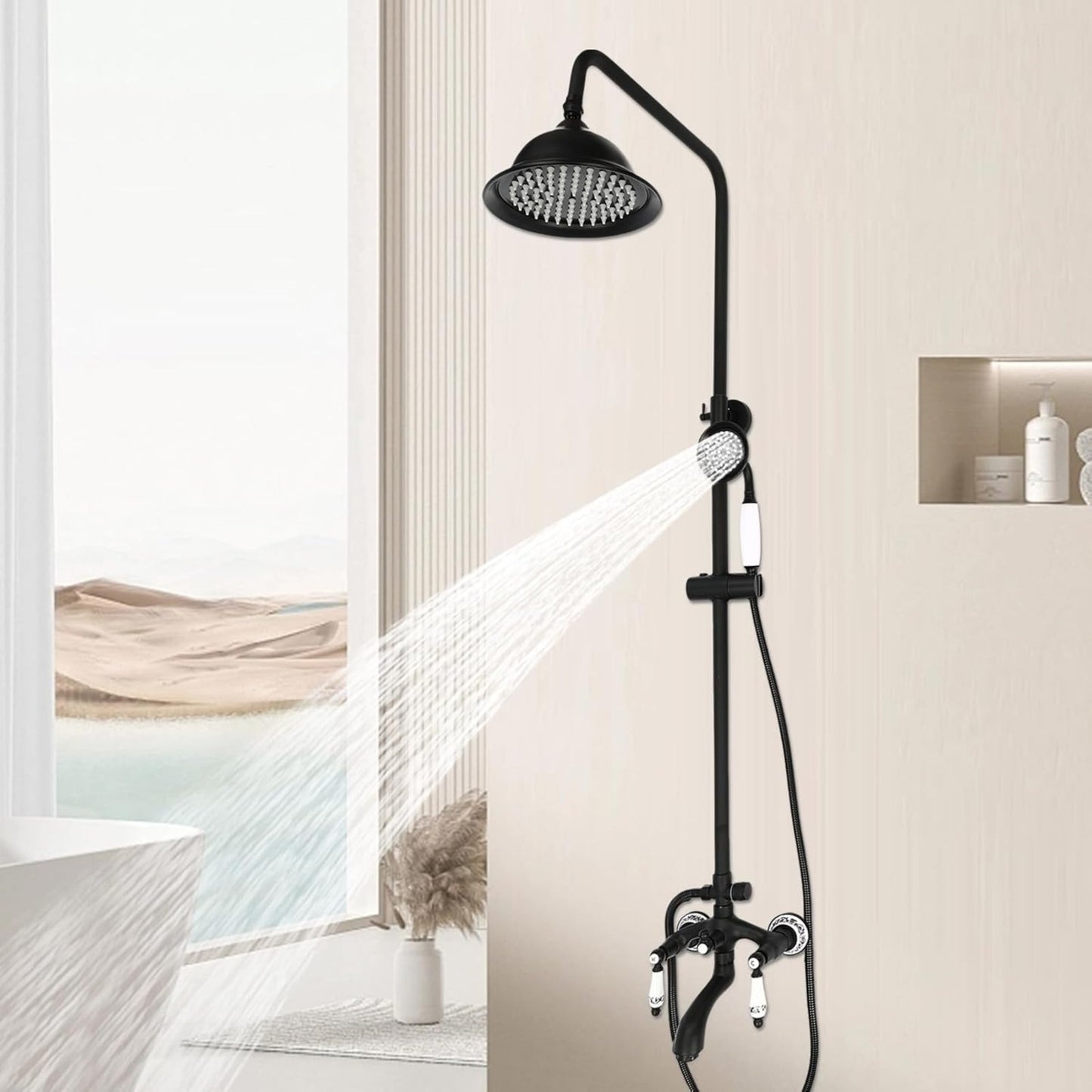Regendouche Set – Douchepaneel – Handdouche – Douchekop – Douchekraan – Roestvrij Staal – 3 Waterstanden – 360° Draaibaar
