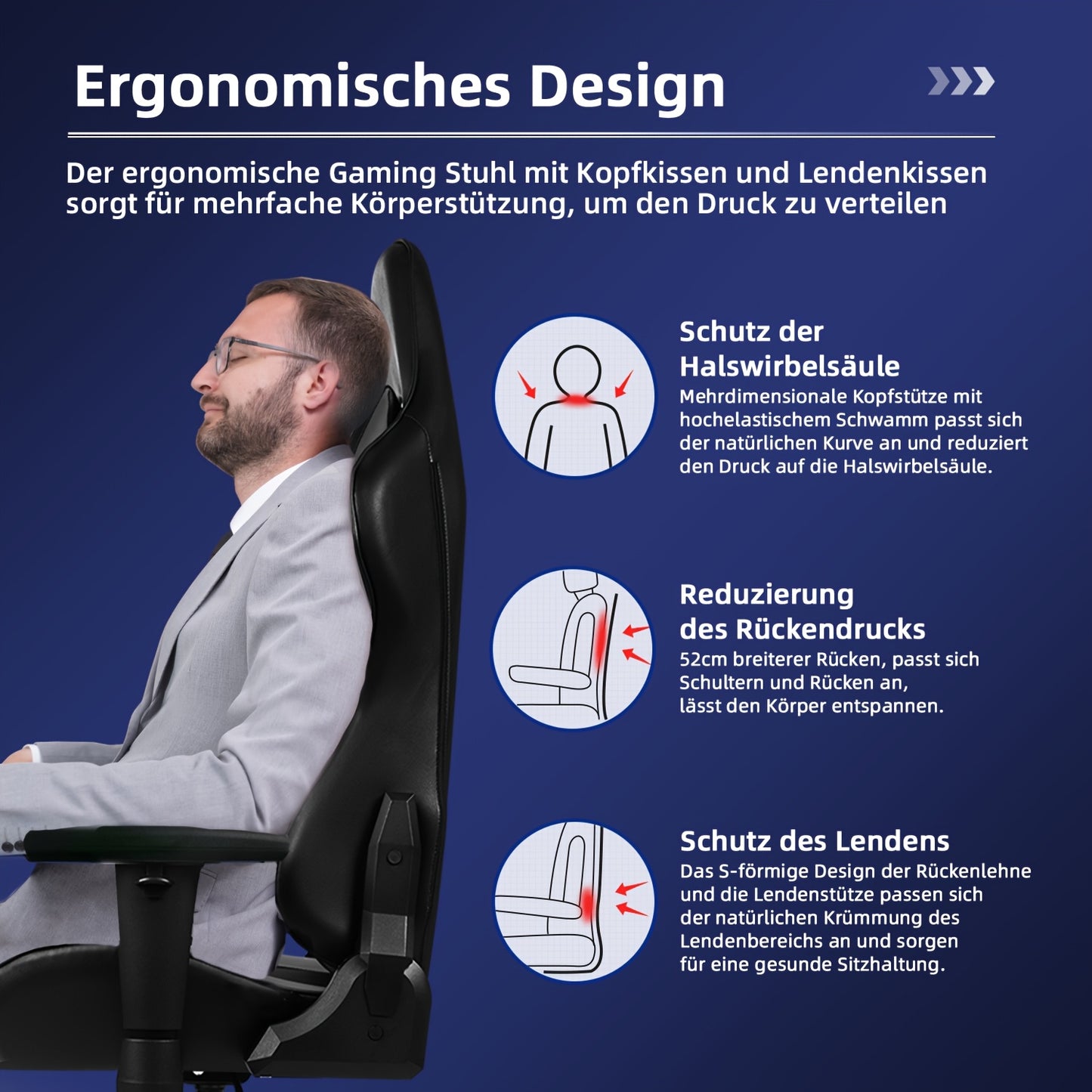 Gamingstoel – Gamerstoel – Bureaustoel – Spelstoel – Gaming Armstoel – Ergonomisch Comfort – Kantelfunctie 170°
