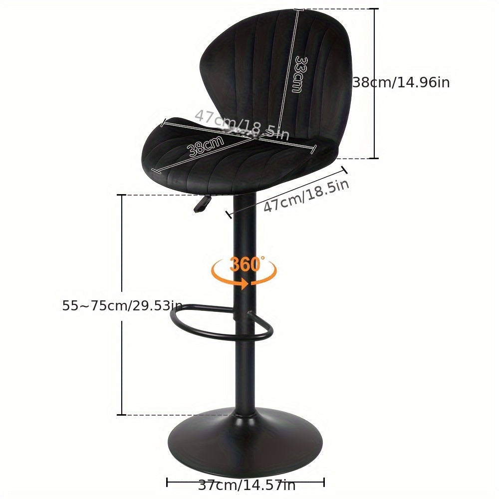 Barkrukken – Barstoelen – Hoge Stoelen – Keukenkrukken – Verstelbare Krukken – Set Van 2 – Fluwelen Bekleding – 360° Draaibaar – Metalen Frame – Antislipvoetrest – Lichtgrijs