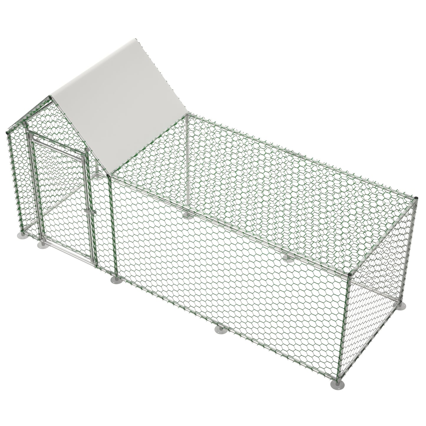 Buitenren kippenren – kippenhok – dierenren – konijnenren – 3x1x1,5 meter – gegalvaniseerd staal – waterdicht PE-zeildoek – slot veiligheid