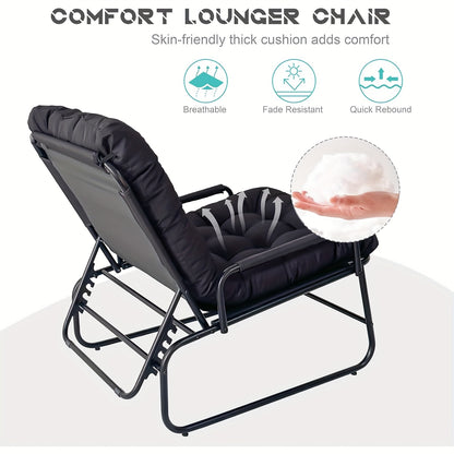 Balkon Loungestoel – Tuinstoel – Ligstoel – Terrasstoel – Loungechair Zwart – Verstelbare Rugleuning 5-Posities – Uitneembare Kussen Met Voetensteun
