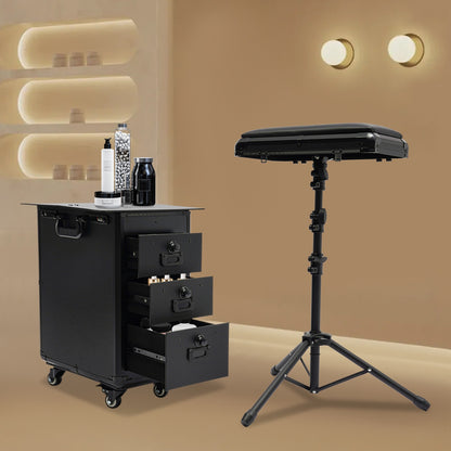 Make-up Trolley – Cosmetica Koffer – Make-up Organizer – Nagel Artist Koffer – Tattoo Trolley – Mobiel Met 4 Wieltjes – Duurzaam Acryl Zwart