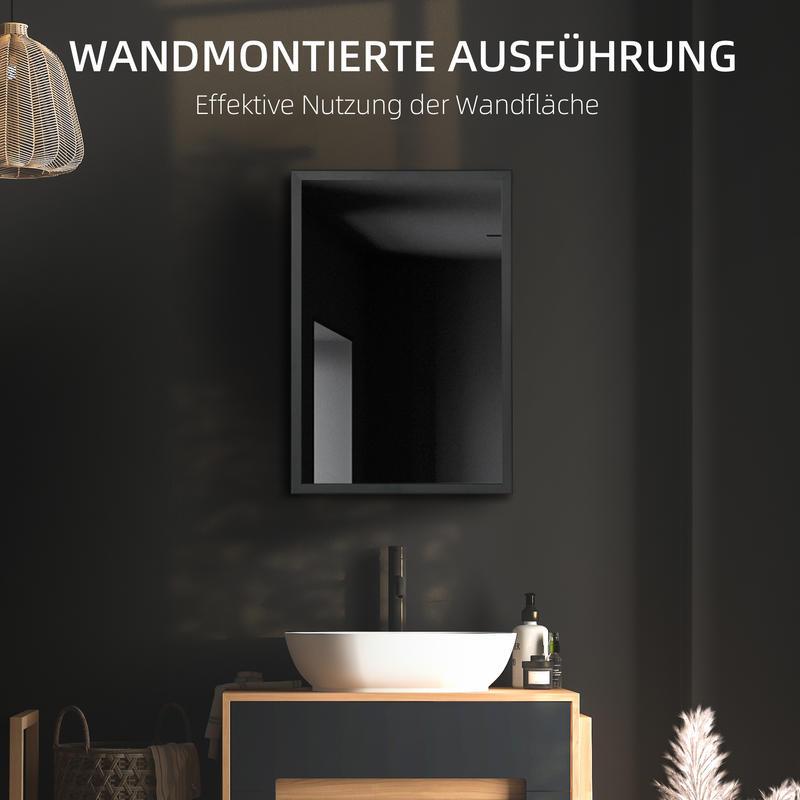 Mirror Cabinet, Bathroom Cabinet, 3 Shelves, Stainless Steel, 40X12X60Cm, Black, Bathroom Storage Cabinet with Shelves And Doors, Multifunctional Storage Unit.