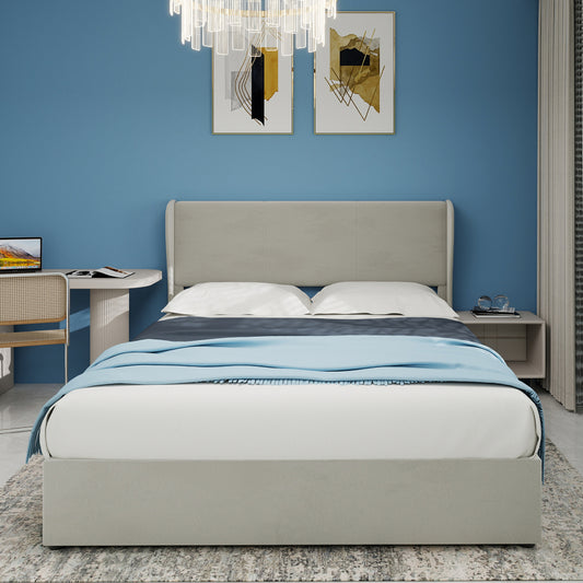 Bedbox 160x200 – Boxspring – Tweepersoonsbed – Slaapkamerbed – Boxspringbed – Gestoffeerd Bed – Zacht Hoofdbord – Opbergruimte Met Gaslift