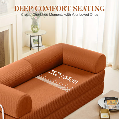 Slaapbank 3-Zits – Bedbank – Sleeper Sofa – Uitklapbare Bank – Modulair Zitmeubel – 200 cm Breed – Corduroy Stof Met Metaalframe