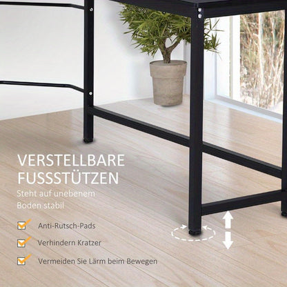 Hoekbureau – Computerbureau – Bureau – Werkplek – Study Table – Verstelbaar in hoogte – Stevig metalen frame – 168x120x75 cm – Zwart – Ergonomisch design