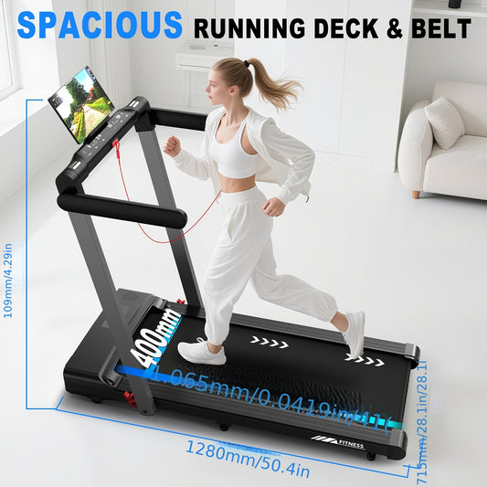 1 VOWVIT 3-in-1 Home Treadmill | High Performance up to 12 km/h, Dual LED Display, 12 Programs, Remote Control, Foldable, APP-Compatible, Aluminum Alloy, Power Supply 220V-240V, Without Battery