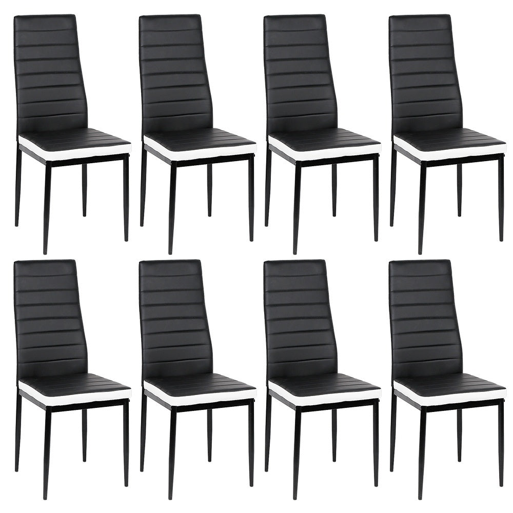 Set of 8 Modern Farmhouse High-Back Chairs with Memory Foam & Padded Seats - Heavy-Duty Commercial PU Dining/Conference Chairs Suitable for Office, Events, Weddings, Parties - Metal Frame, Easy-Clean (Multicolor)