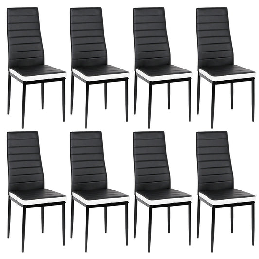 Set of 8 Modern Farmhouse High-Back Chairs with Memory Foam & Padded Seats - Heavy-Duty Commercial PU Dining/Conference Chairs Suitable for Office, Events, Weddings, Parties - Metal Frame, Easy-Clean (Multicolor)