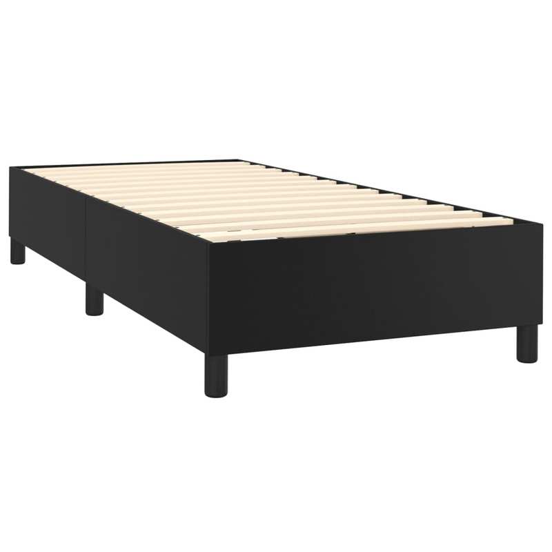 Boxspringbed – Bed – Slaapbank – Ledikant – Bedframe – Zwart Kunstleer – Inclusief Matras 90x200 cm – Laag Profiel & Metalen Frame
