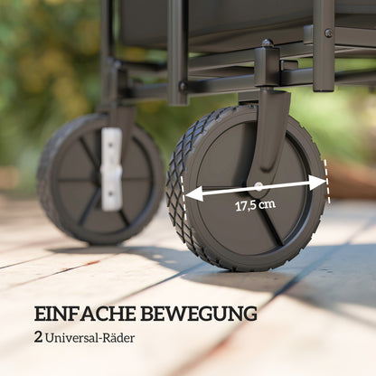 Tuinkar – Kruiwagen – Transportkar – Vouwkar – Trolley – Opvouwbaar – Draagvermogen 100 kg – Afneembaar Waterdicht Zeil – Zwart