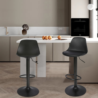 Barstoel – Barkruk – Barstoel Kruk – Keukenstoel – Zitkruk – Set Van 4 – Draaibaar – Verstelbare Zithoogte 55-75 cm – Kunstleren Bekleding – Met Rugleuning