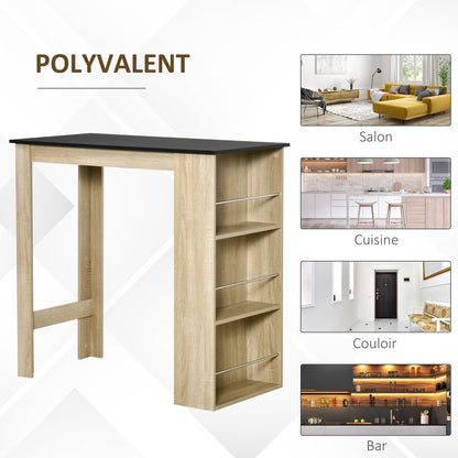Bartafel – Statafel – Hoektafel – Hoge Keukentafel – Bistrotafel – Licht Eikenhout – Met 3 Open Planken – Afmetingen 112x57x106 cm