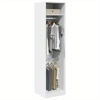 Classic White Wooden Wardrobe - 50x50x200cm, Freestanding Storage Organizer with Ample Hanging Space for Clothes and Accessories, Ideal for Bedroom or Dorm Room, Clothing Organization|Modern Aesthetic|Wooden Construction, Clo