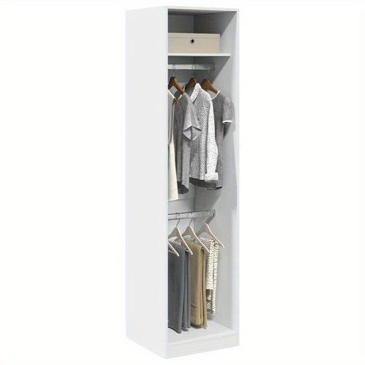 Classic White Wooden Wardrobe - 50x50x200cm, Freestanding Storage Organizer with Ample Hanging Space for Clothes and Accessories, Ideal for Bedroom or Dorm Room, Clothing Organization|Modern Aesthetic|Wooden Construction, Clo