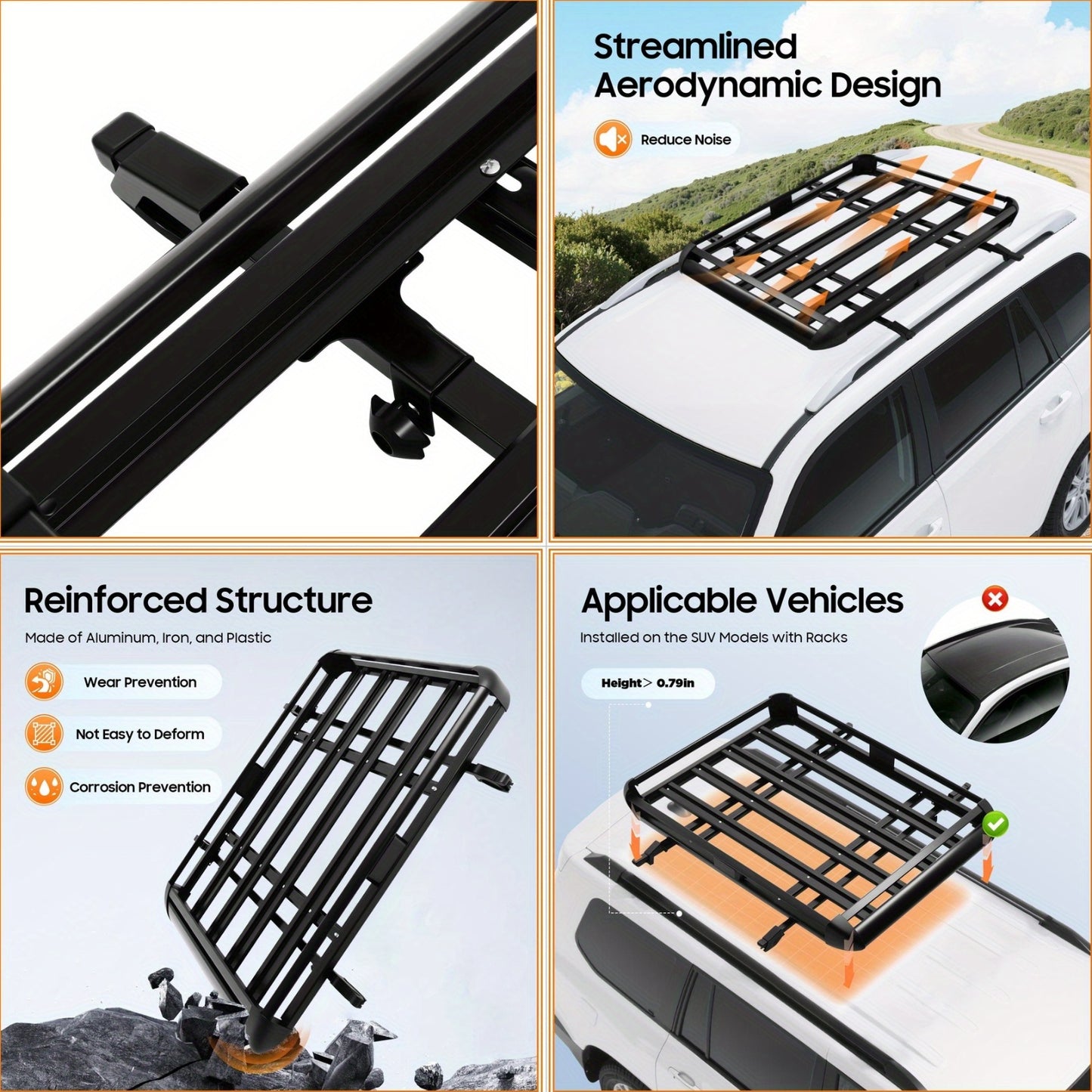 Dakkofferdrager – Dakdrager – Dakraildrager – Autodakdrager – Bagagedrager – Verstelbaar 100-135 cm – Maximaal 150 kg Draagvermogen – Aluminium & IJzer
