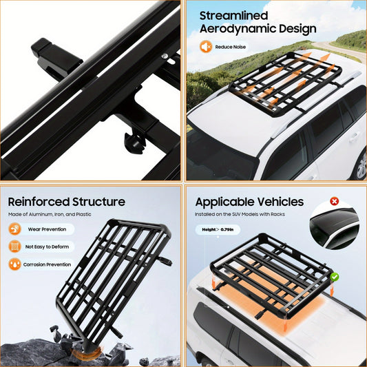 Dakkofferdrager – Dakdrager – Dakraildrager – Autodakdrager – Bagagedrager – Verstelbaar 100-135 cm – Maximaal 150 kg Draagvermogen – Aluminium & IJzer