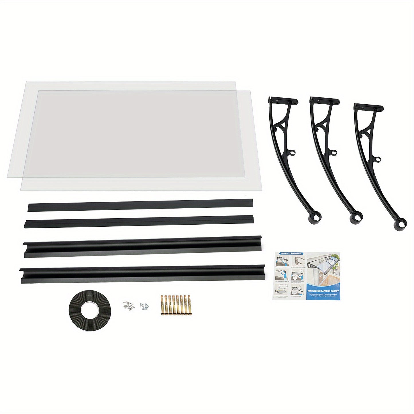 Overkapping – Terrasoverkapping – Paviljoen – Pergola – Veranda – Transparant Boogvormig Dak – Aluminium Zwart Frame – Ingebouwde Goten – Stevig & Weerbestendig