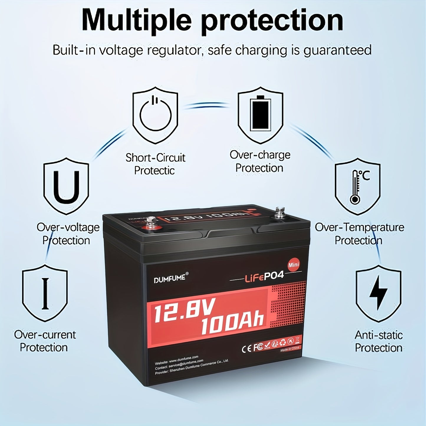 Lithium Accu – LiFePO4 Accu – Batterij – Bootaccu – Camperaccu – 12V 100Ah Capaciteit – 100A BMS Met 6000 Cycli