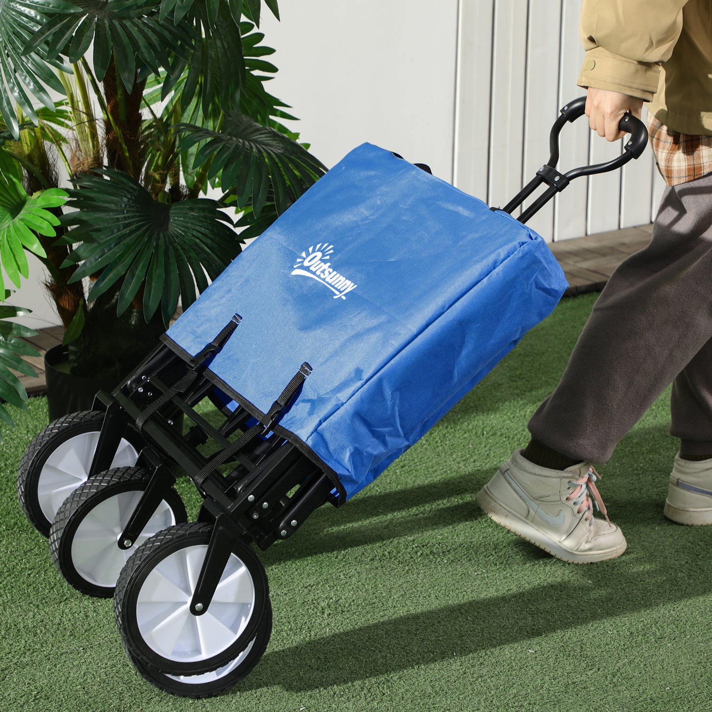 Handkar – Transportwagen – Bolderkar – Opvouwbare Kar – Trolley – Donkerblauw – Draagvermogen 68 kg – Verstelbare Handgreep en Remmen