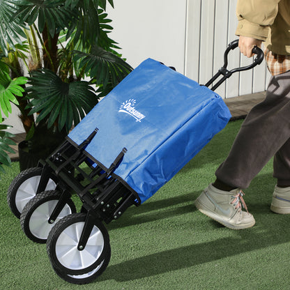 Handkar – Transportwagen – Bolderkar – Opvouwbare Kar – Trolley – Donkerblauw – Draagvermogen 68 kg – Verstelbare Handgreep en Remmen