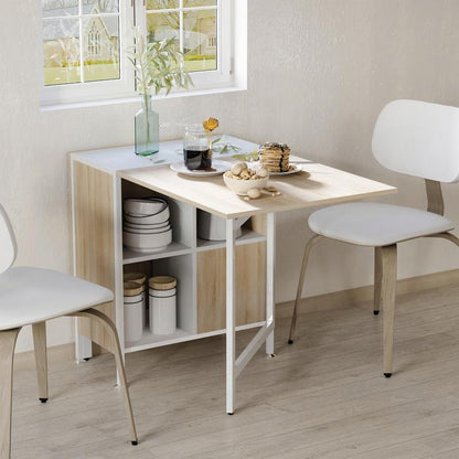 Landelijke Eettafel – Eettafel Met Bijzettafels – Compacte Tafel – Keukentafel – Woonkamertafel – Snelle Montage – Robuuste Metalen Poten