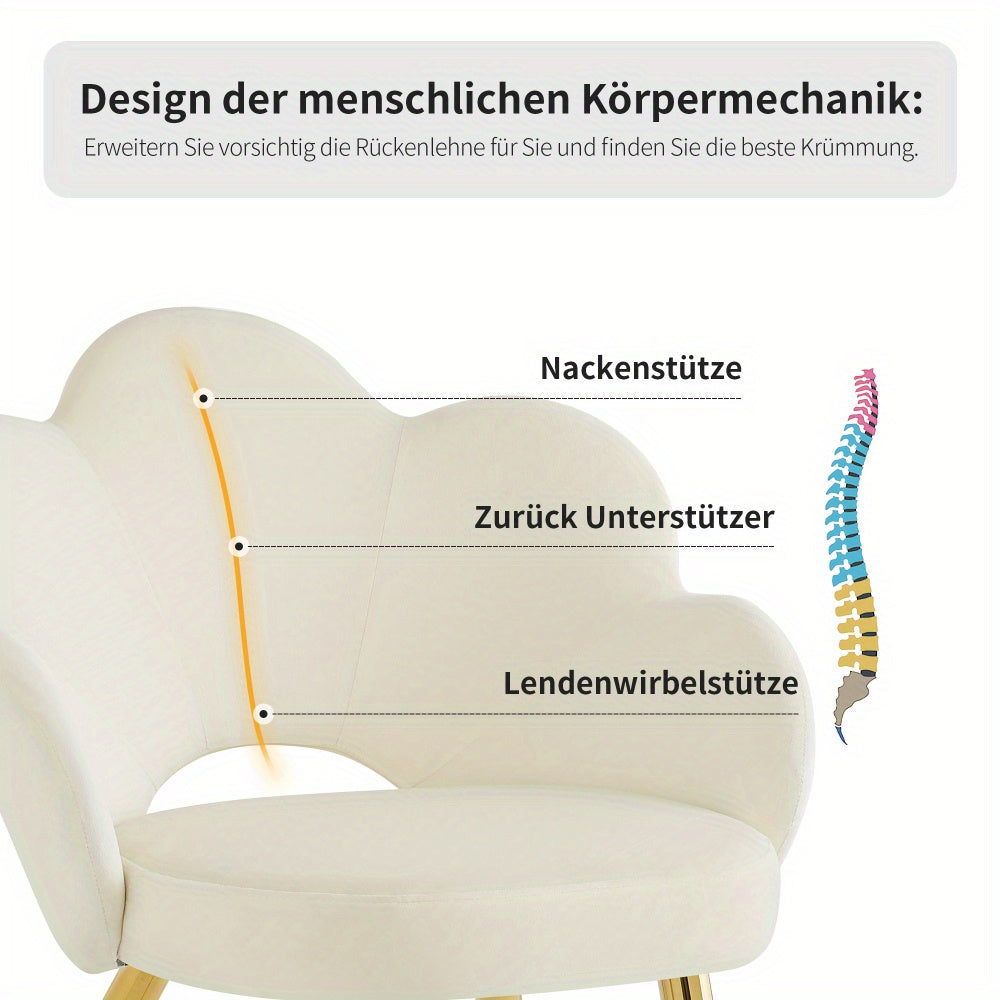 High quality velour fabric (2pcs), dining chair, makeup chair, galvanized gold iron legs, ergonomic chair, chair with floral design, simple lightweight luxury chair with adjustable legs