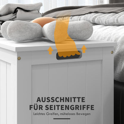 Large White MDF Storage Chest with Flip-Top Lid & 2 Sturdy Handles - 81x40x46cm Multi-Purpose Toy Box, Organizer for, Clothes, Blankets - Durable Rectangular Furniture for Bedroom, Playroom, Home Organization - Modern Design