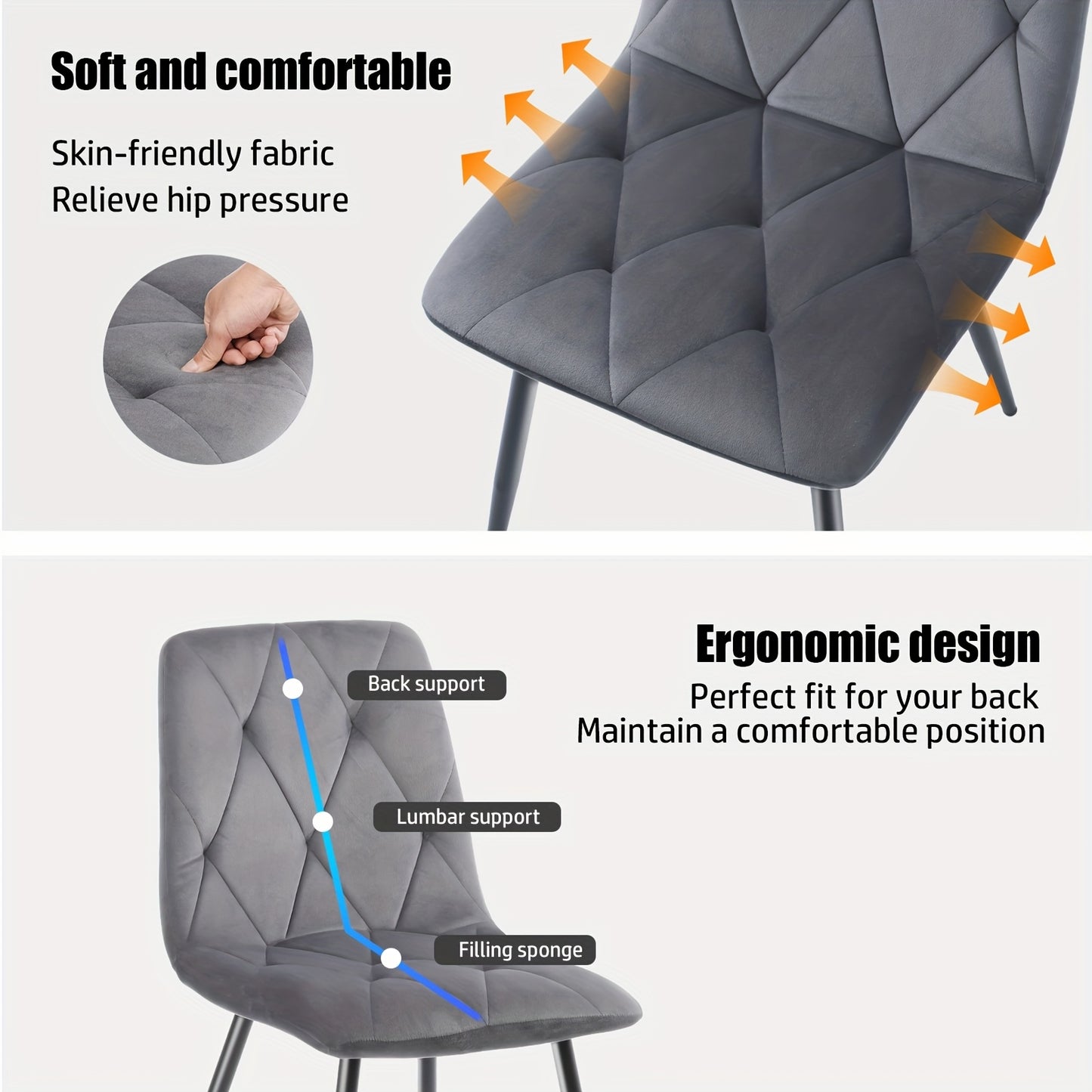 Eetkamerstoelen – Stoelen – Kuipstoelen – Keukenstoelen – Woonkamerstoelen – Fluwelen Bekleding – Stevige Metalen Poten – Hoge Rugleuning – Set van 4 – 84x44x38 cm