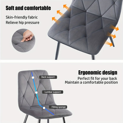 Eetkamerstoelen – Stoelen – Kuipstoelen – Keukenstoelen – Woonkamerstoelen – Fluwelen Bekleding – Stevige Metalen Poten – Hoge Rugleuning – Set van 4 – 84x44x38 cm